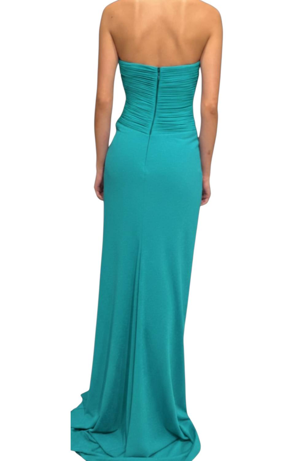 Tarik Ediz - Sara Jersey V-neck Strapless Fitted Long Gown