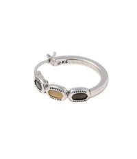 Kendra Scott Women's Mini Elisa Hoop Earrings in vintage silver black mix - women's jewelry - detail view