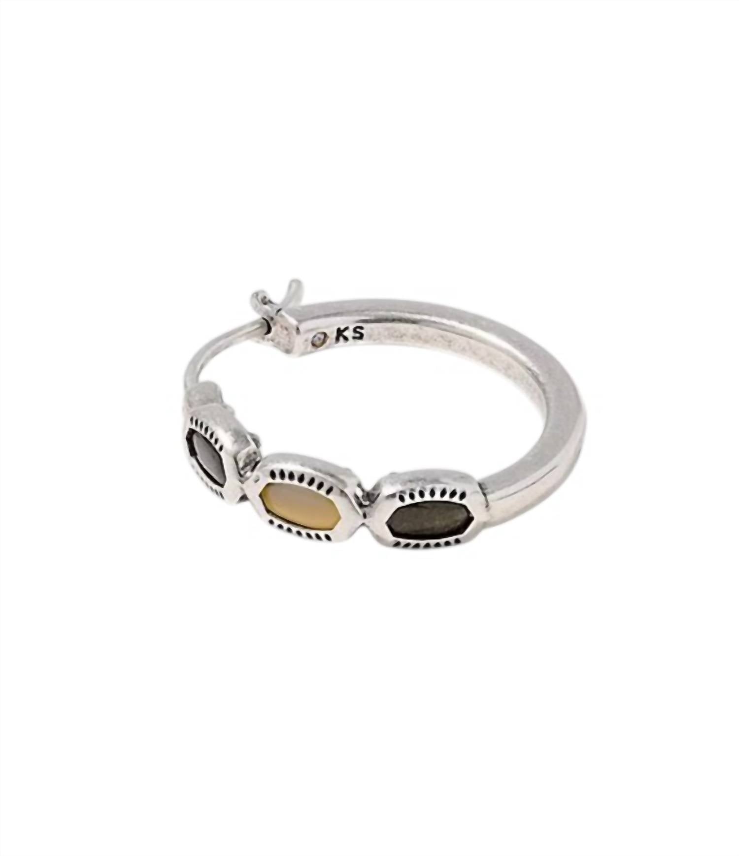 Kendra Scott Women's Mini Elisa Hoop Earrings in vintage silver black mix - women's jewelry - detail view
