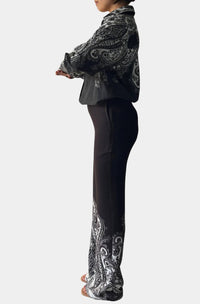 HEMANT & NANDITA Viri Fitted And Flared Pants in black white - women's pants - detail view