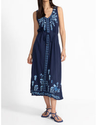 Johnny Was - V-neck Drawstring Knit Dress-yadira