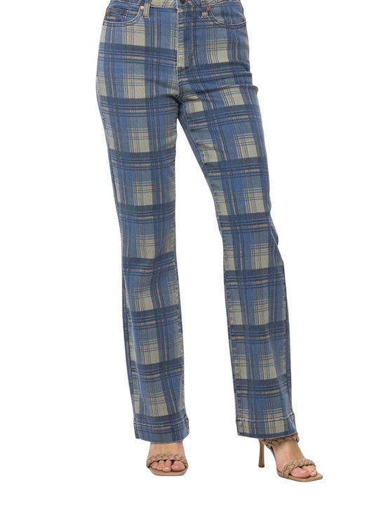 Judy Blue - Vintage Plaid Straight Leg Jeans