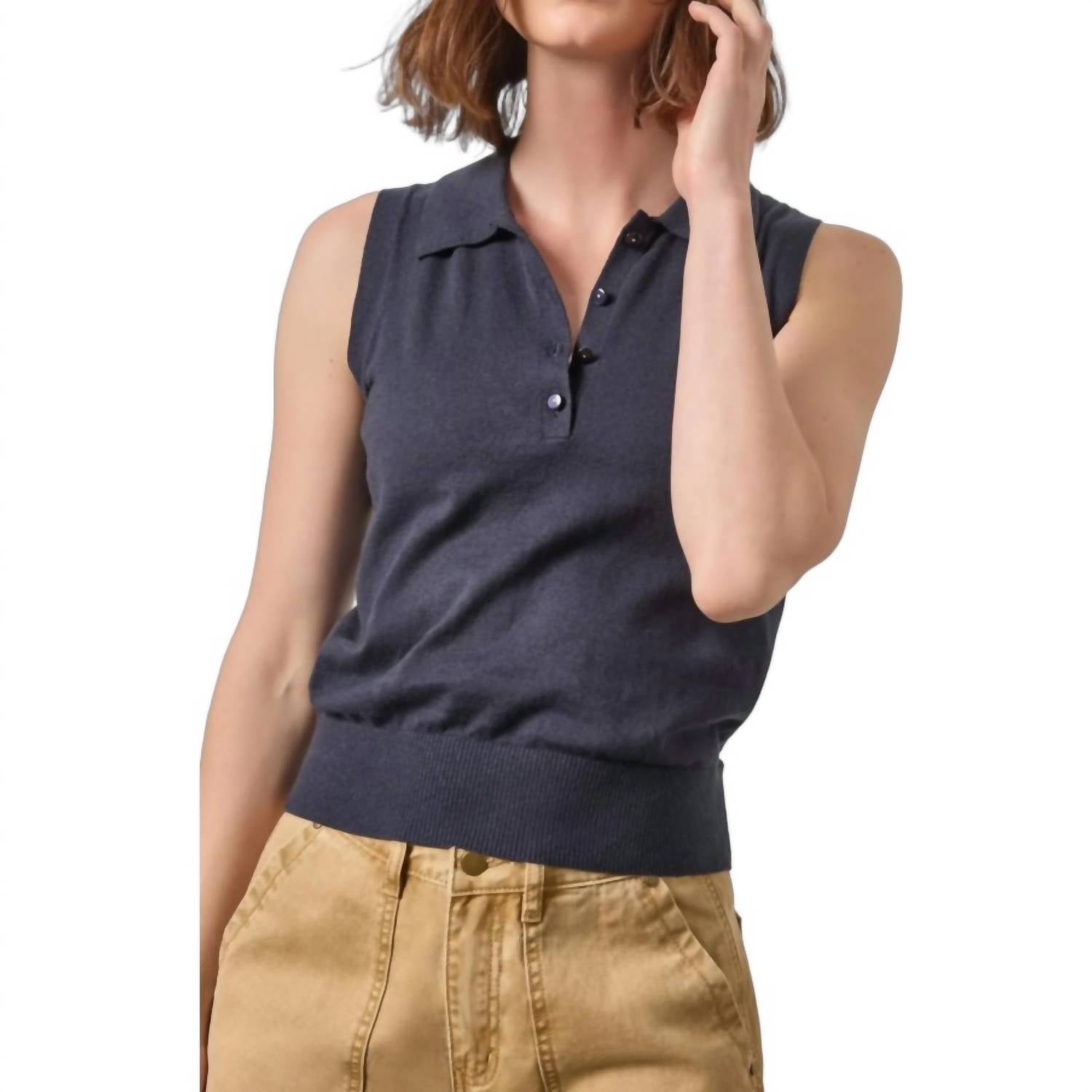 Lilla P - Sleeveless Polo Sweater Tank