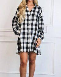 Risen - Pumpkin Patch Plaid Shirt Dress
