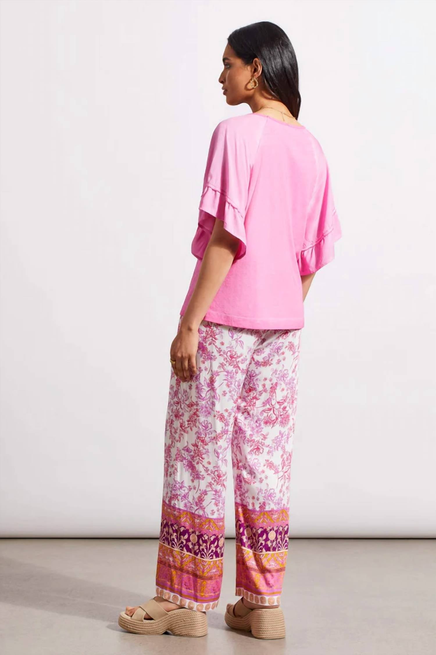Tribal - Raglan Pop Over V-Neck Short Sleeve Top