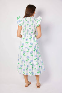 Sail To Sable - Flutter V-neck Smocked Midi Dress