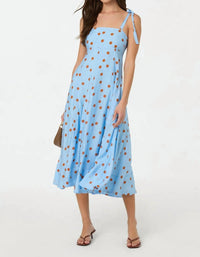 ASTR Lillian Polka Dot Midi Dress in blue rust - women's dress - alternate view