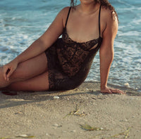 Kilo Brava Embroidered Underwire Slip & G-string Set in black embriodery - women's intimate