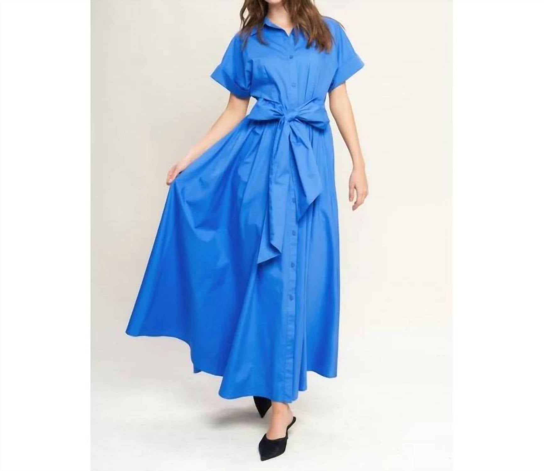 Flying Tomato - Cotton Poplin Shirt Dress