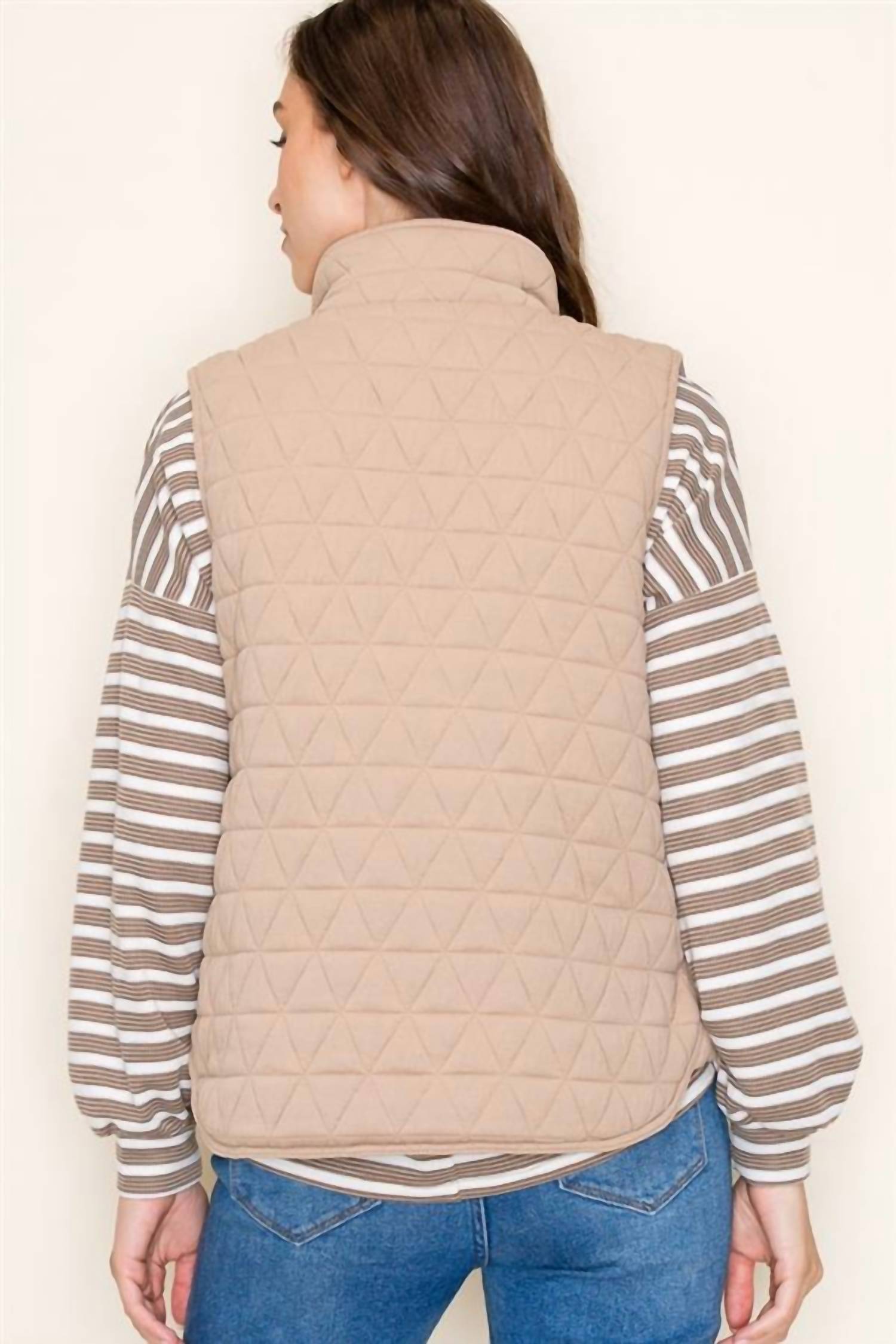 Staccato - Quilted Polar Collar Zip Up Padded Vest