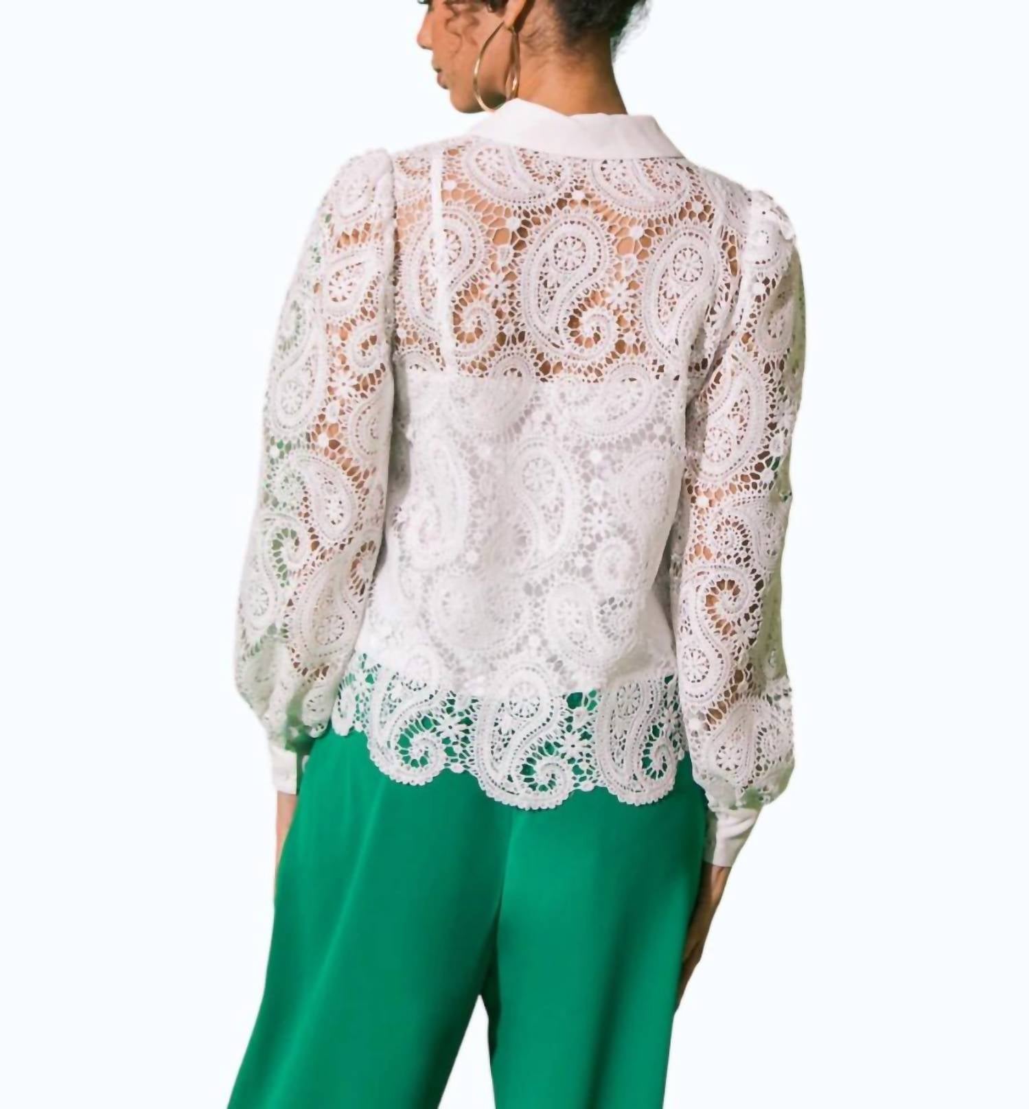 Flying Tomato - Lace Button Down Top