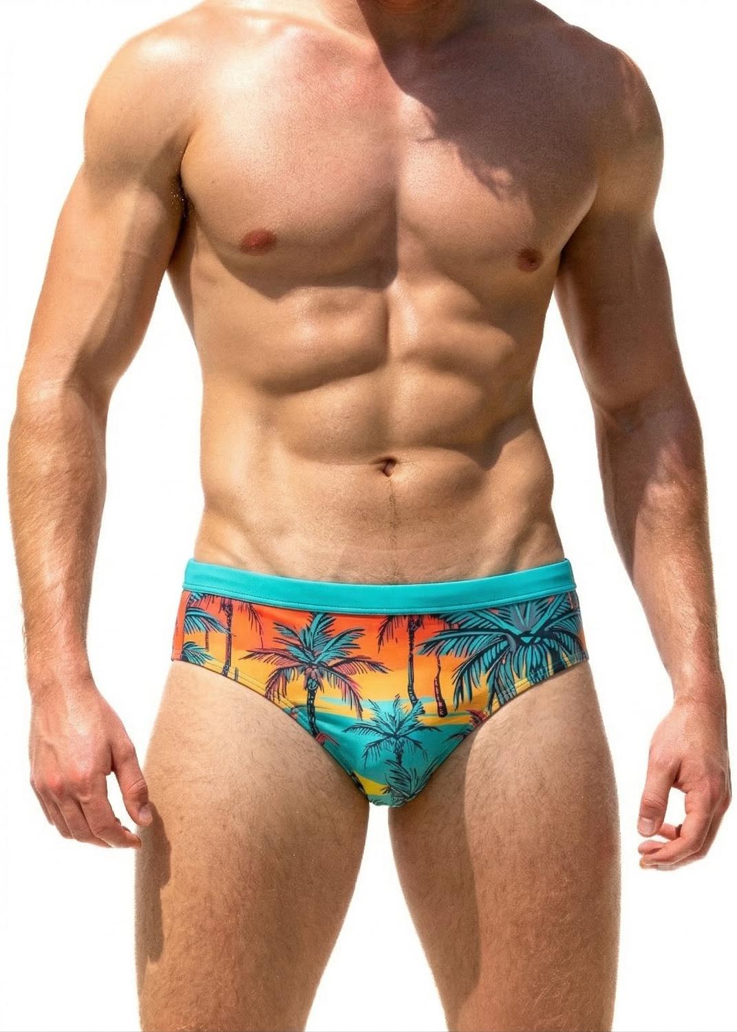 ALONG Hawaii Swim Brief in green - men's swimwear