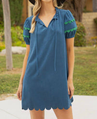 Voy - Scallop Detailed Suede Dress