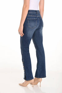 Frank Lyman - Braxton Button Detail High Waisted Jeans
