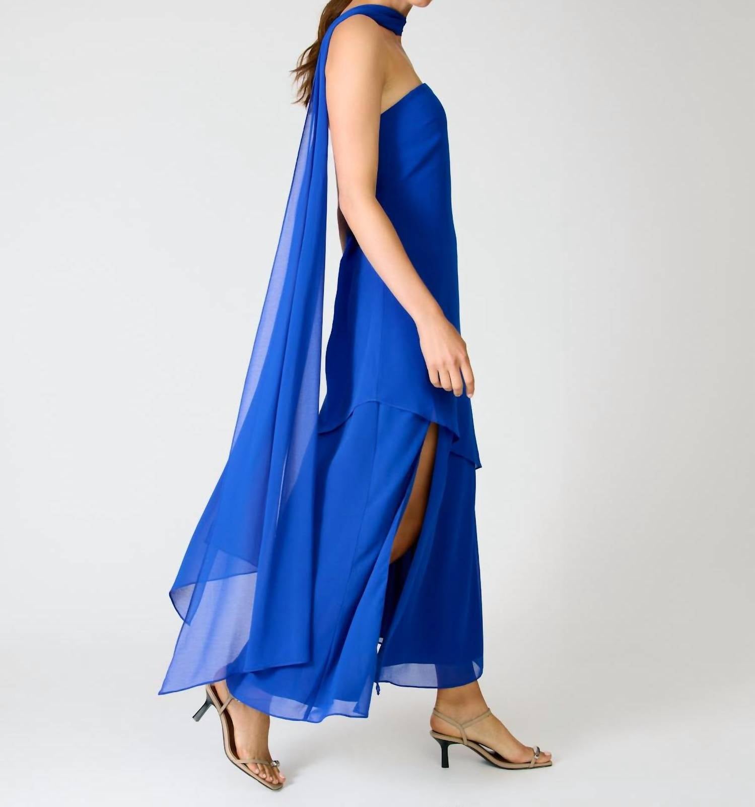Line And Dot - Azure Maxi Scarf Dress