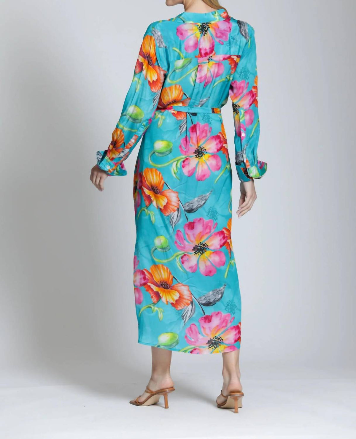 Apny - Tropical Bloom Half Placket Maxi Dress