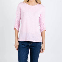 Elliott Lauren - Crissy Crew Neck Ruched Sleeve Tee