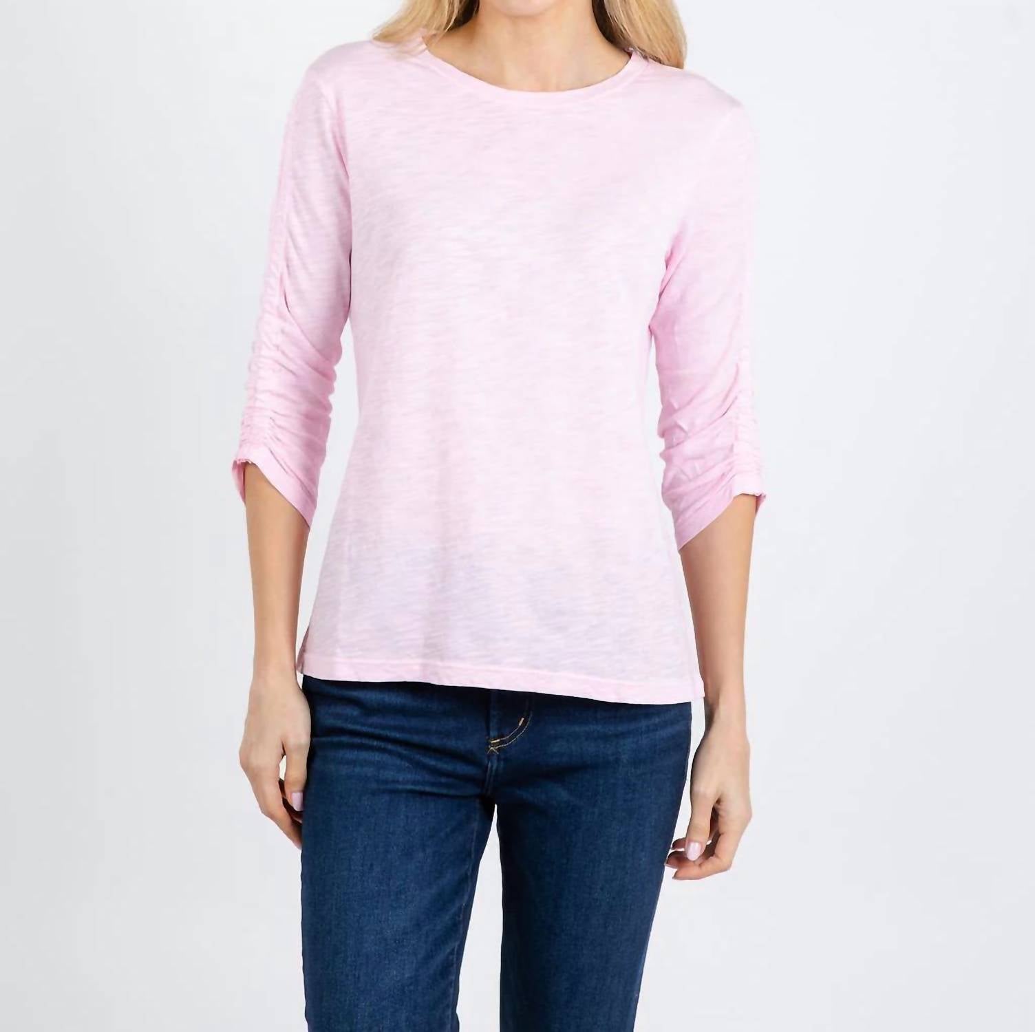 Elliott Lauren - Crissy Crew Neck Ruched Sleeve Tee