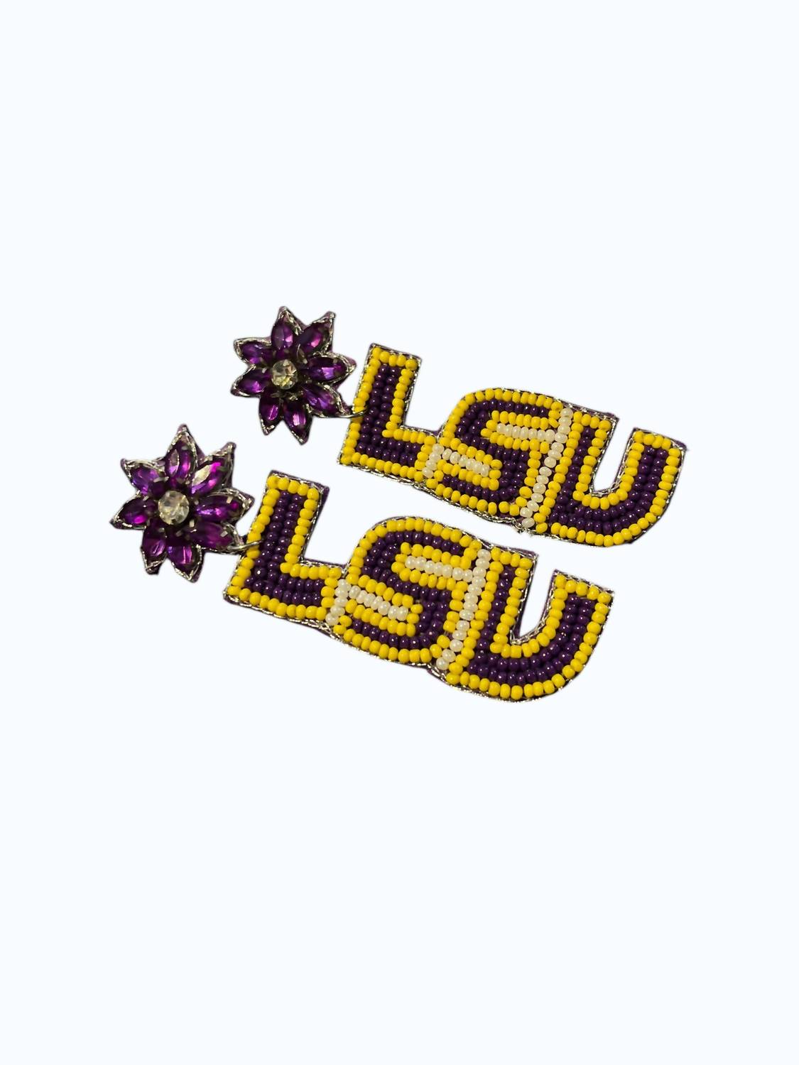 Capri Designs - Women's Lsu Rhinestone Earring