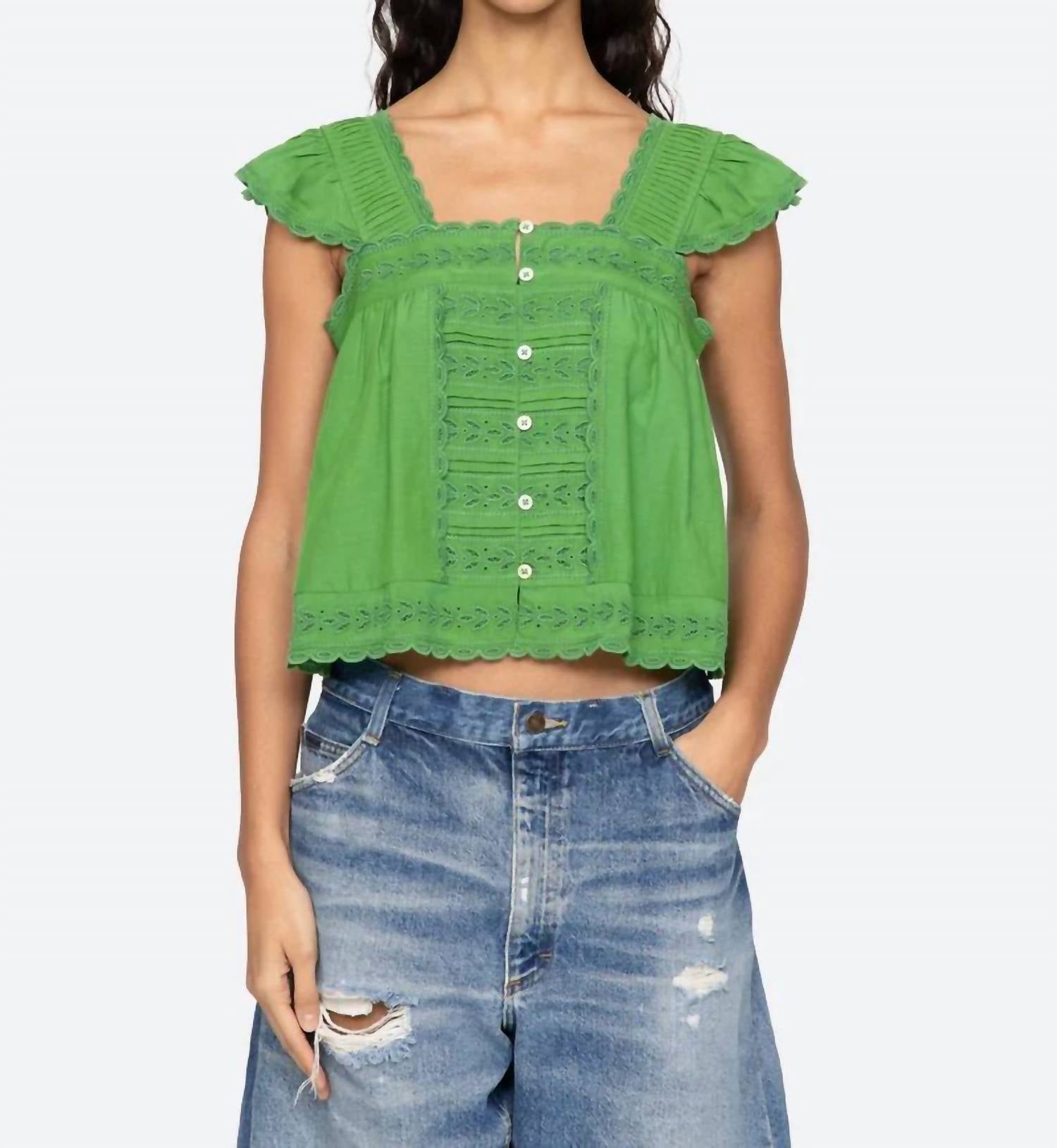Sea - Eliza Flutter Sleeve Top