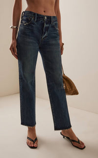 Moussy Wiley Mid Rise Straight Leg Jeans in moussy blue - women's jeans