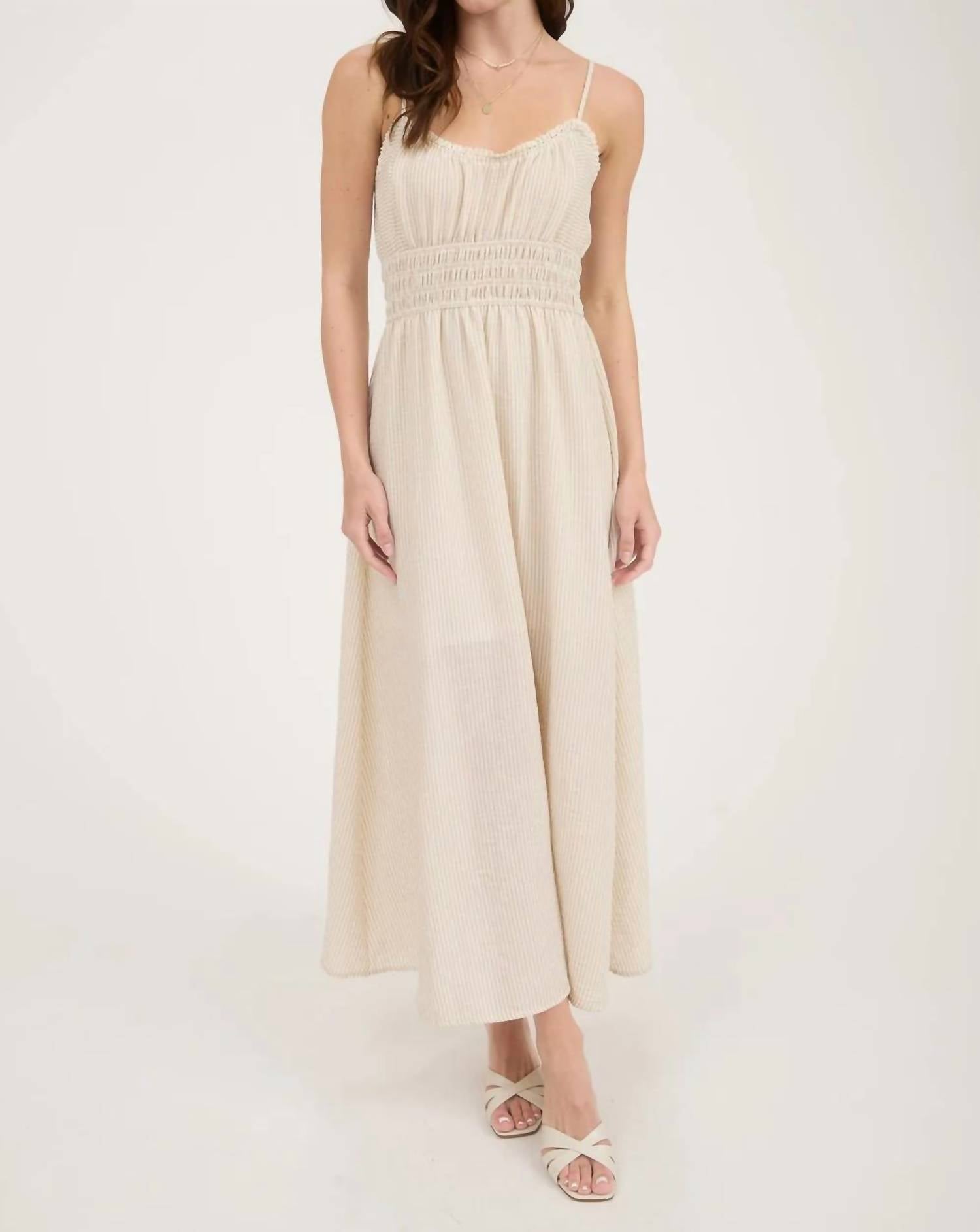 Blu Pepper - Striped Spaghetti Strap Midi Dress