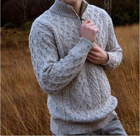 Aran Crafts - Half Zip Aran Sweater