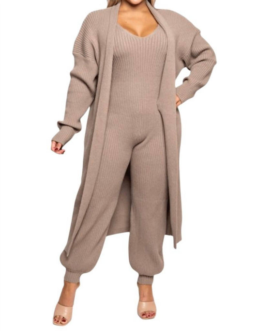 Curve Market - Katrina Sweater Jumpsuit and Duster Set Plus