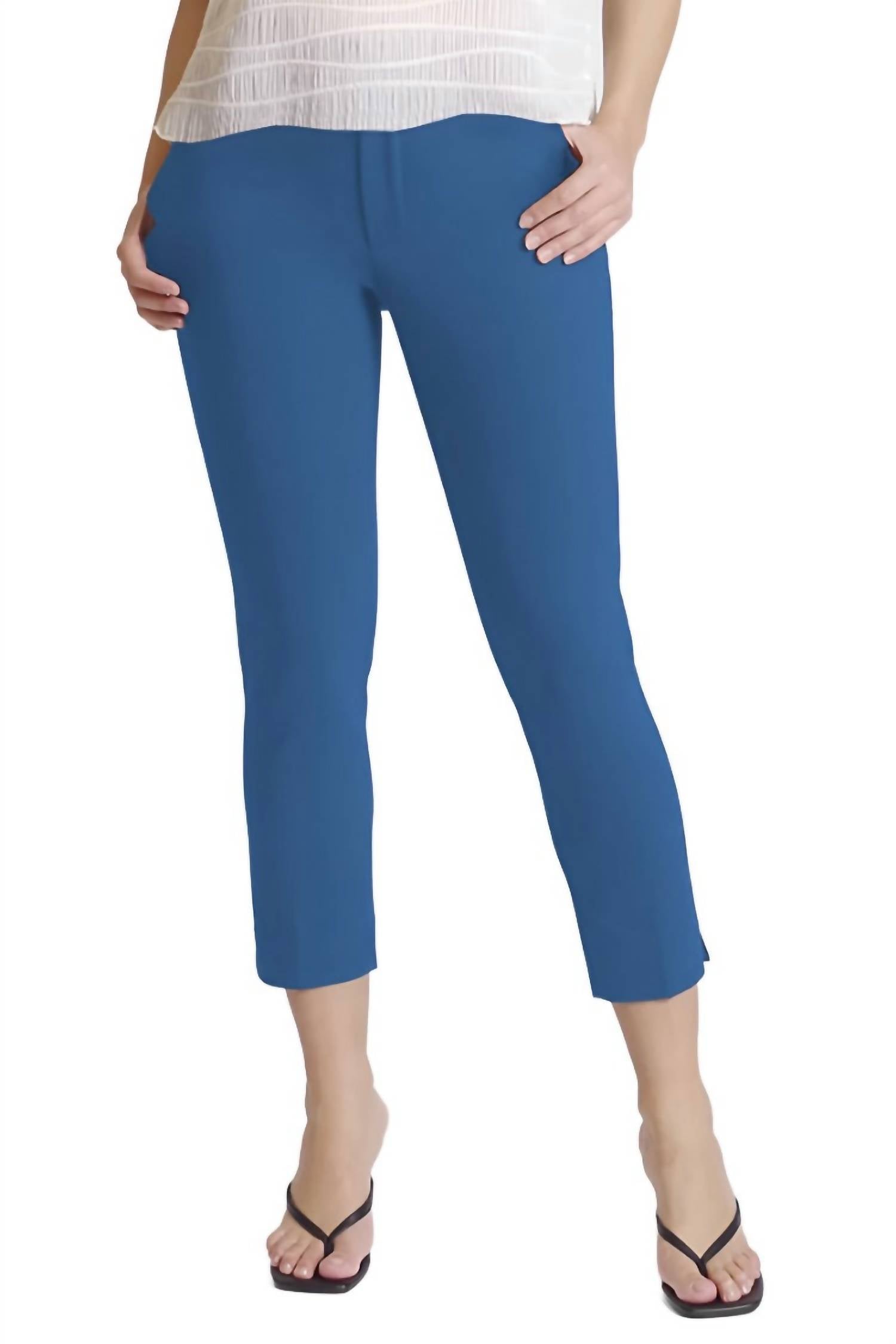 Peace Of Cloth - Mid Waist Solid Front Pockets Twill Pant