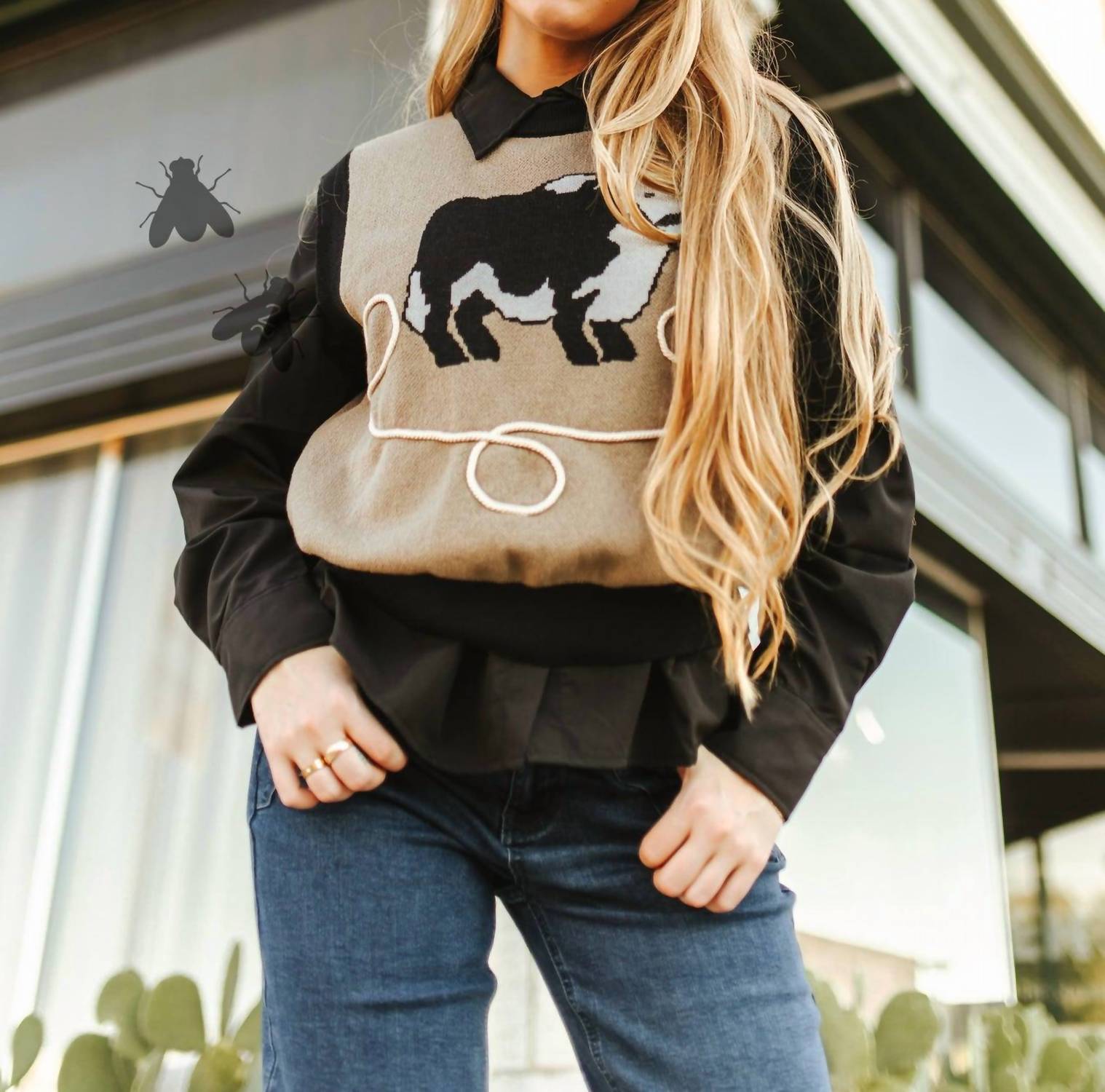 2FlyCo Bull Nettle Sweater Vest in brown - women's sweater - view 4