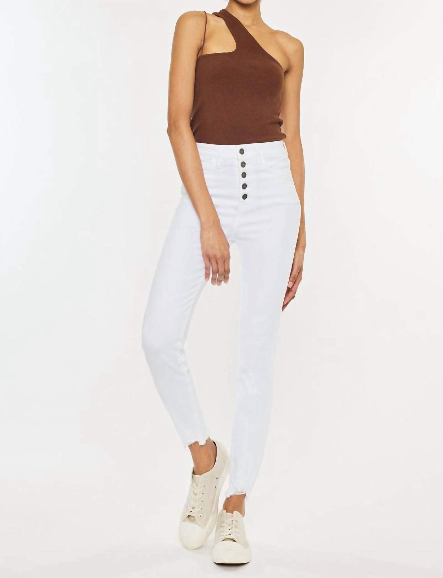 Kancan - High Rise Button Fly Distressed Super Skinny Jeans