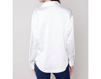 CHARLIE B Women's Satin Blouse in ecru - women's blouse - detail view