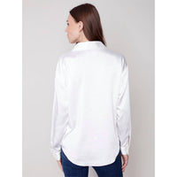 CHARLIE B Women's Satin Blouse in ecru - women's blouse - alternate view