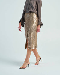 TWP Fishscale Ladylike Midi Skirt in honey - women's skirt - alternate view