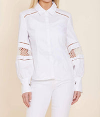 Dolce Cabo - Poplin Open Weave Sleeve Detail Shirt
