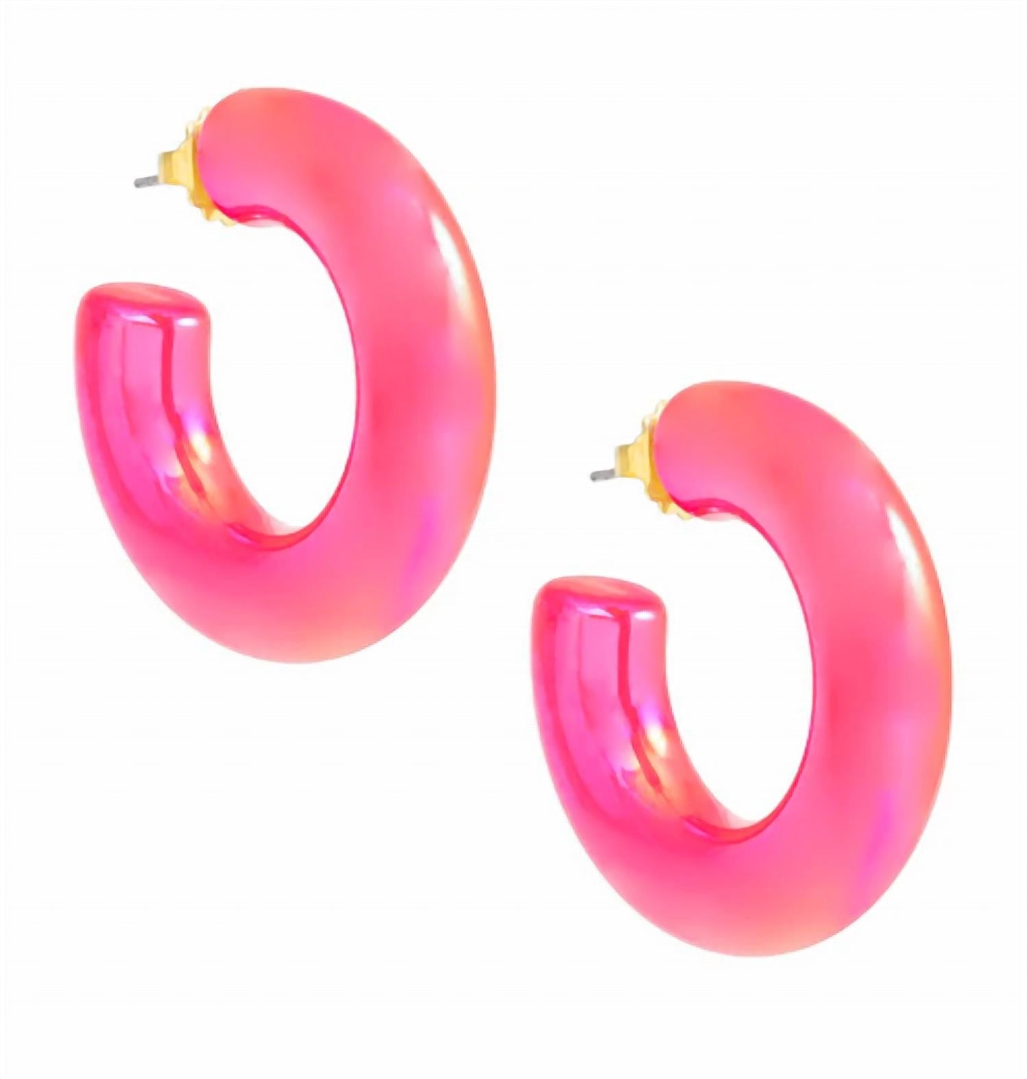 ZENZII Women's Chunky Iridescent Lucite Earrings in pink - women's jewelry