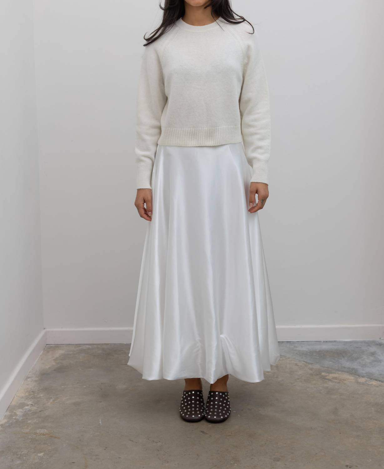 Collective - Satin Full Round Bubble Hem Midi Skirt