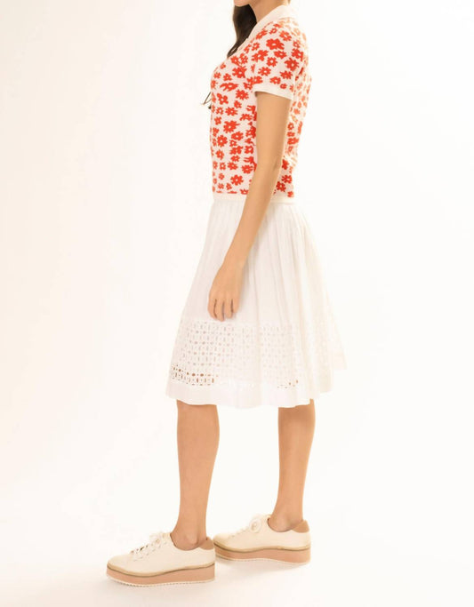 Area Stars - Short Sleeve Flower Polo Knit Top