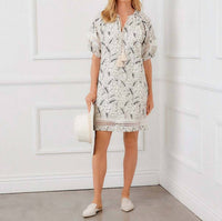 Karen Kane Puff Sleeve Tassel Dress - Petite in cream - women's dress - view 6