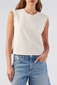 AMO Women's Sleeveless Babe Top in striped sandstone - women's shirt