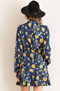 Entro - Floral Print Button Down Mini Dress