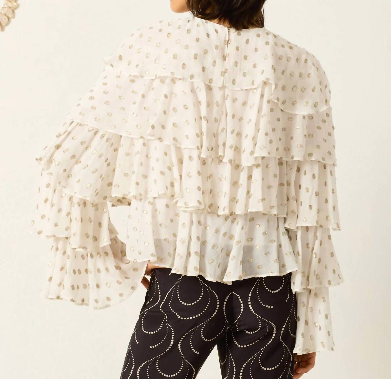 ALIX OF BOHEMIA Rufus Bronze Mist Top in off white - women's blouse - detail view
