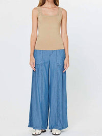 Nyland - Monet Square Neck Sweater Tank Top With Crochet Detail