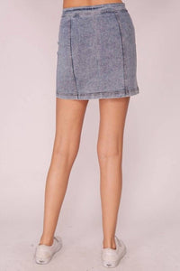 Timing Kacey Button Down Mini Skirt in light denim - women's skirt - alternate view
