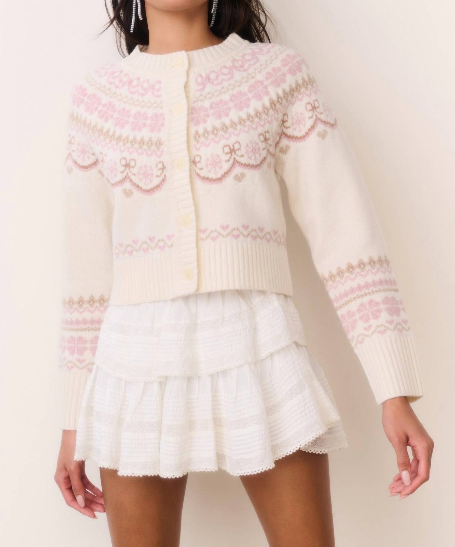 LoveShackFancy Women's Shantae Cardigan in pink champagne - women's cardigan - view 4