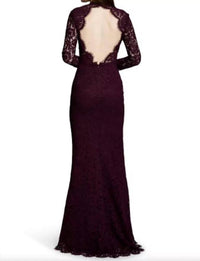 Rachel Zoe - Angie Fig Lace Open Back Long Sleeve Gown Dress