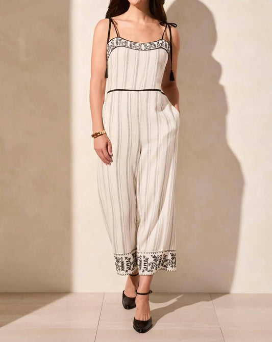 Tribal - Embroidered Tassel Straps Jumpsuit