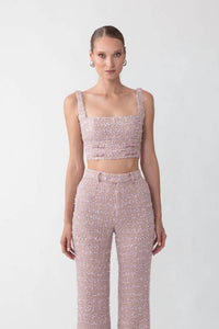 SAU LEE Tweed Sleeveless Top in lilac - women's shirt - alternate view