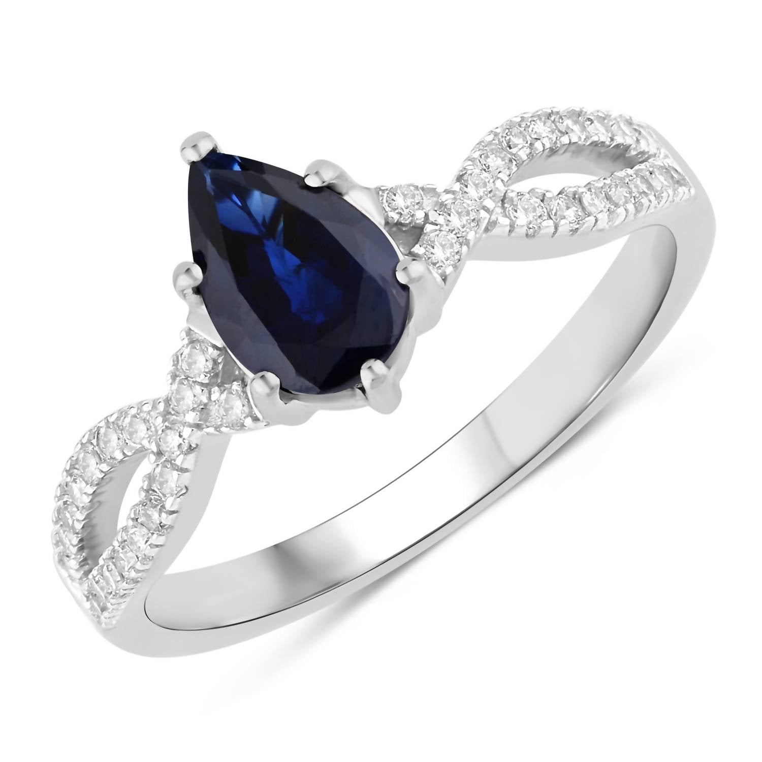 Diana M Jewels - Women's Pear Natural Blue Sapphire Fashion Ring (1.14 Ct) - Petite