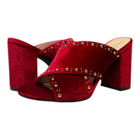 COLE HAAN Women's Gabby Studded Slip-on Sandals in red velvet - women's sandal - view 6